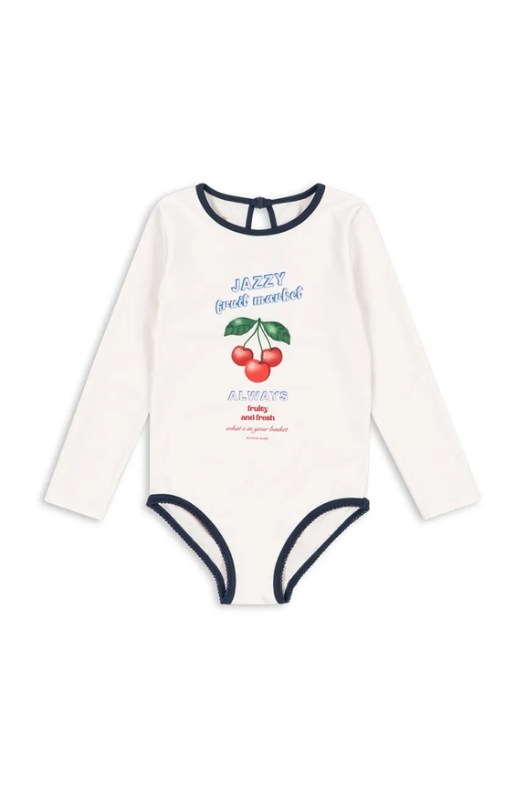 Ολόσωμο παιδικό μαγιό Konges Sløjd VILJA LS SWIMSUIT GRS μαλακό λευκό KS105119.PPY2