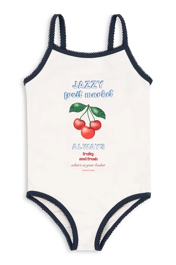 Jednodielne detské plavky Konges Sløjd VILJA SWIMSUIT GRS bez kostíc biela KS105123.PPY2