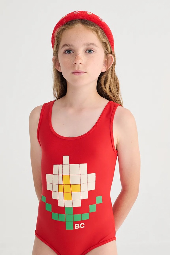 Bobo Choses costum de baie dintr-o bucată pentru copii Pixel Daisy moale rosu 126AC124