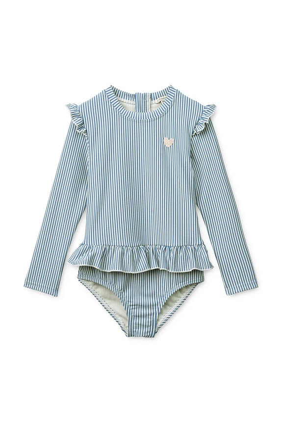 Liewood gyerek hosszú ujjú fürdőruha Sille Seersucker Swimsuit LW19637.PPY2 kék SS26