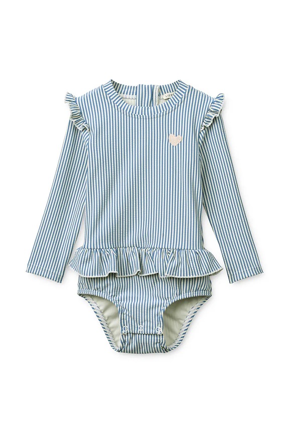 Liewood gyerek egyrészes fürdőruha Sille Baby Seersucker Swimsuit kék LW20191.PPY2