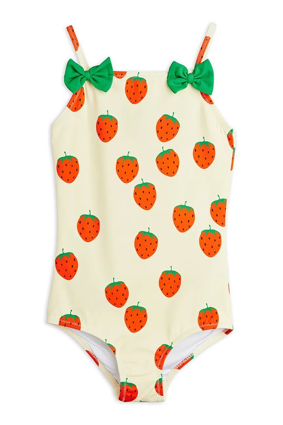 Mini Rodini strój kąpielowy jednoczęściowy dziecięcy Strawberries beżowy 11000344