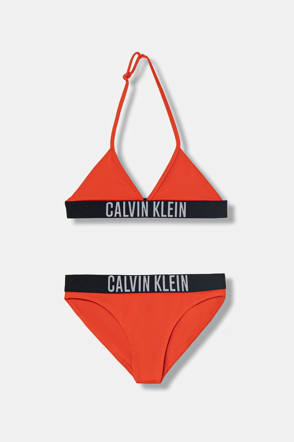 Calvin Klein Jeans strój kąpielowy dwuczęściowy dziecięcy pomarańczowy KY0KY00090.PPY2