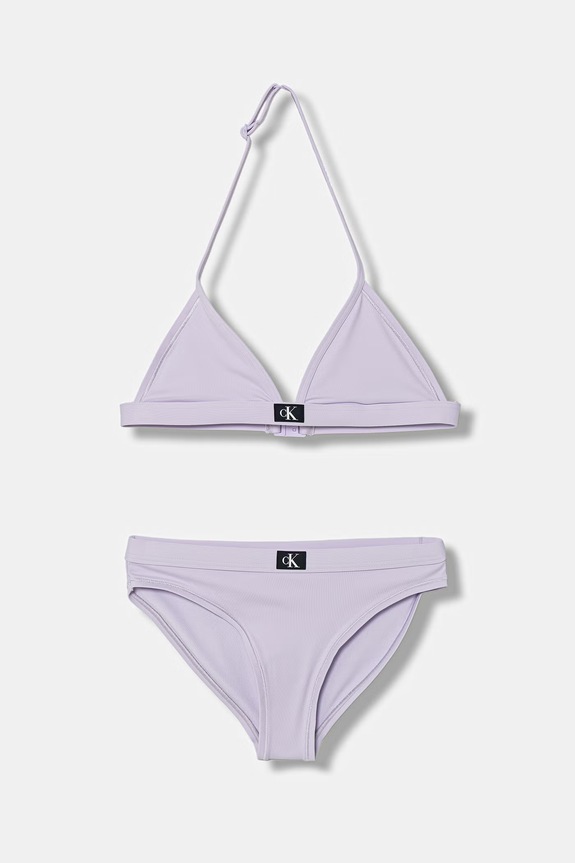 Calvin Klein Jeans strój kąpielowy dwuczęściowy dziecięcy fioletowy KY0KY00092.PPY2