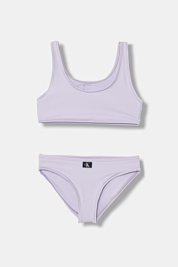 Calvin Klein Jeans strój kąpielowy dwuczęściowy dziecięcy fioletowy KY0KY00093.PPY2