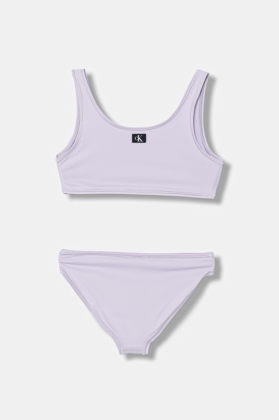 Calvin Klein Jeans strój kąpielowy dwuczęściowy dziecięcy KY0KY00093.PPY2 fioletowy SS26