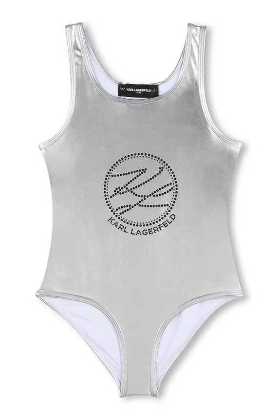 Jednodílné dětské plavky Karl Lagerfeld Z31114.114.150 stříbrná SS26