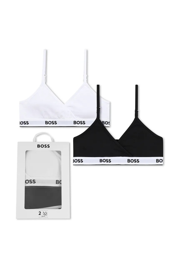 BOSS biustonosz dziecięcy 2-pack miękka czarny J52671.156.162