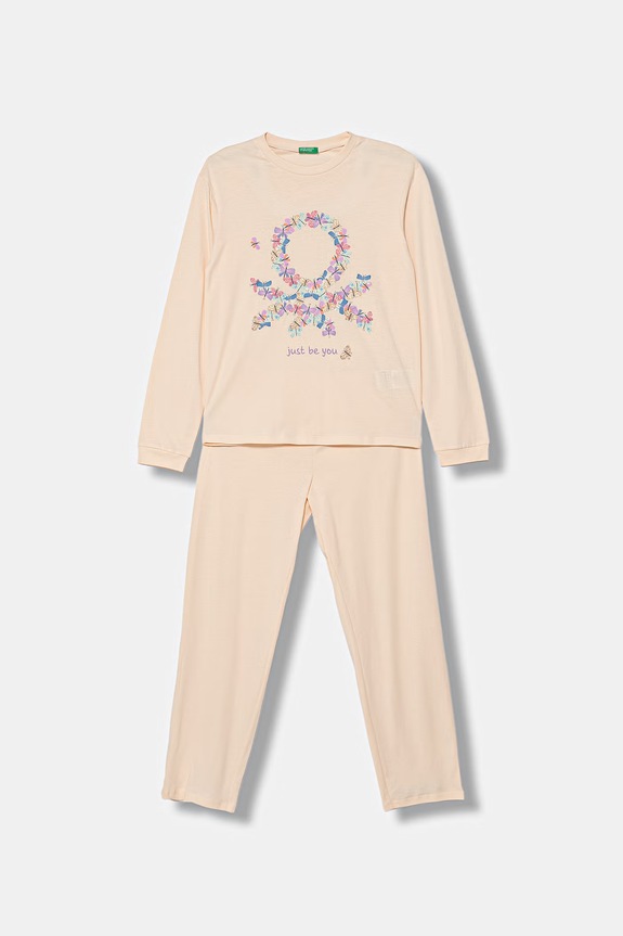 United Colors of Benetton dvojdielne pyžamo detské bavlnené béžová 30960P09U.G.G.Stagional