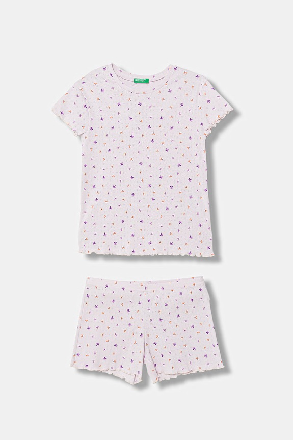 United Colors of Benetton pijama din două piese pentru copii, din bumbac violet 3OJC0P09Z.G.Stagionale