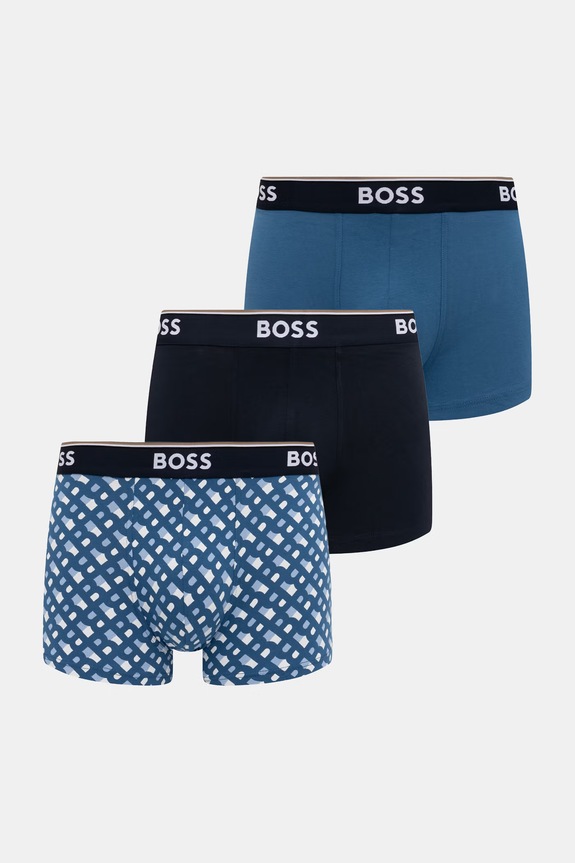 BOSS bokserki męskie bawełniane z elastanem Trunk 3P Power Desig 3-pack niebieski 50554443