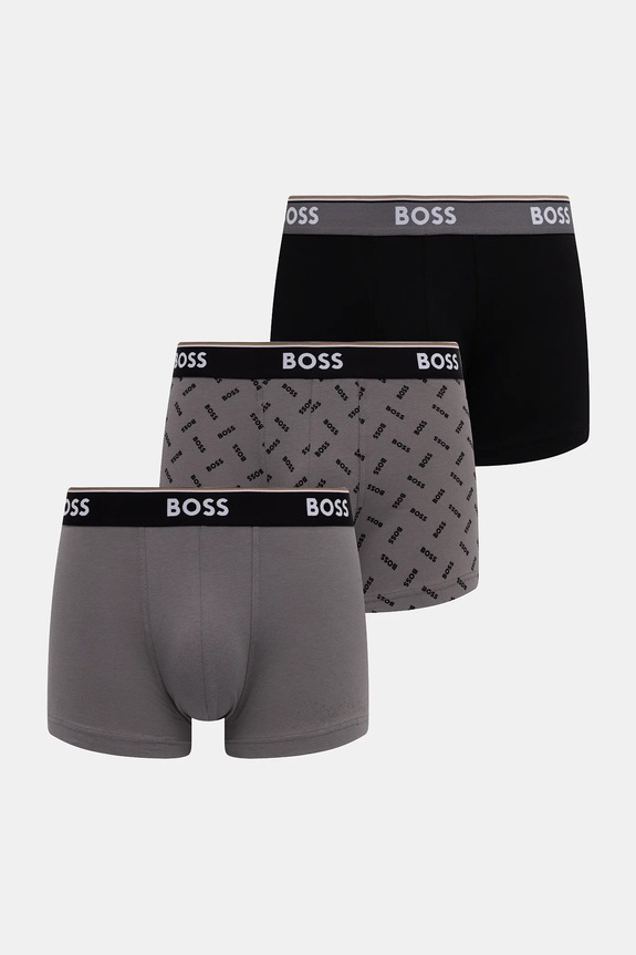 BOSS bokserice za muškarce od pamuka s elastanom Trunk 3P Power Desig 3-pack bez uzorka siva 50554443