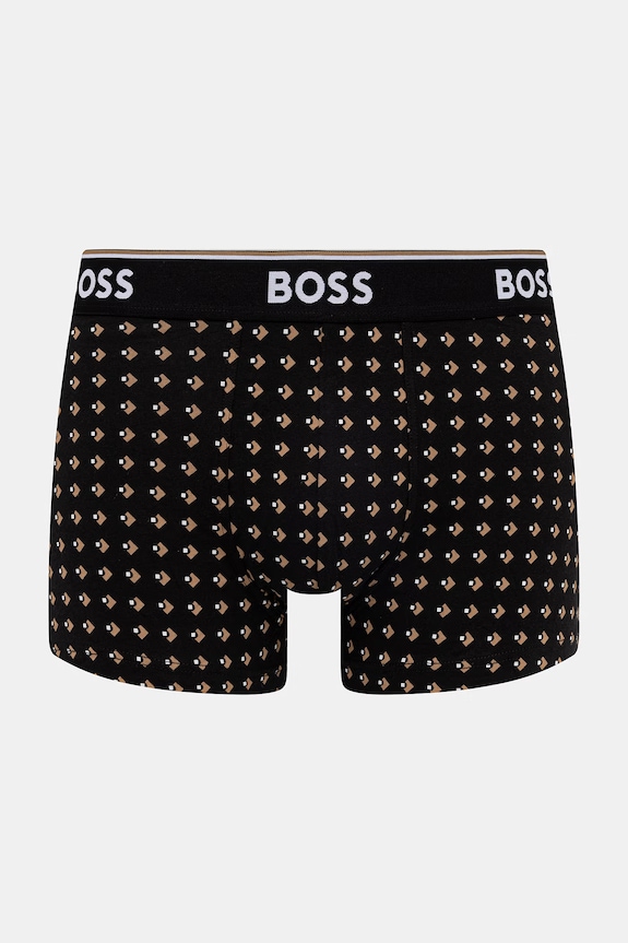 Odzież BOSS bokserki męskie bawełniane z elastanem Trunk 3P Power Desig 3-pack 50554443 czarny