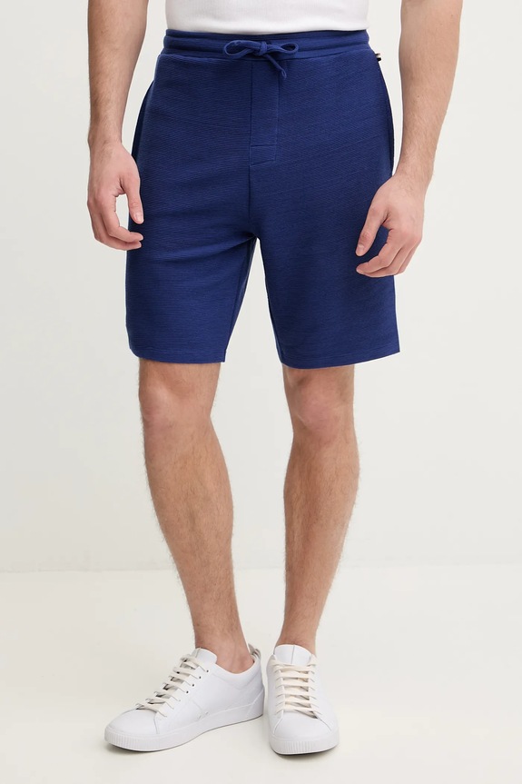 BOSS šortky lounge pánske Rib Shorts s elastanom modrá 50527391
