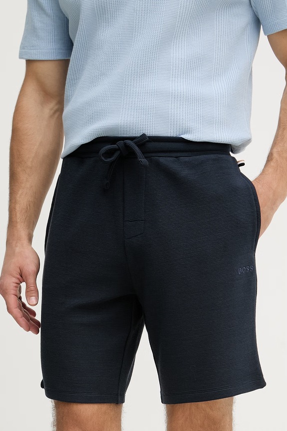 BOSS šortky lounge pánske Rib Shorts tmavomodrá 50527391