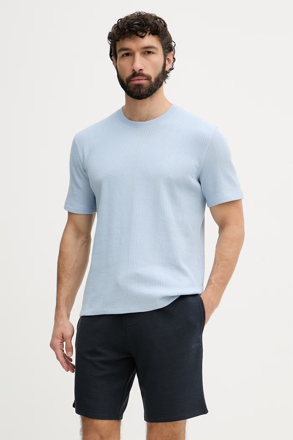 BOSS šortky lounge pánske Rib Shorts 50527391 tmavomodrá SS26