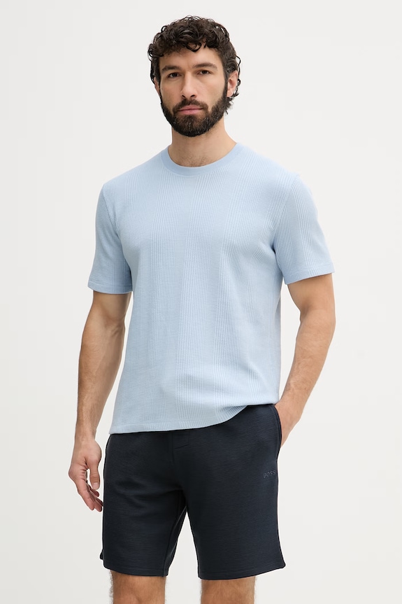 BOSS šortky lounge pánske Rib Shorts 50527391 tmavomodrá SS26