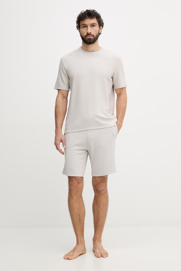 BOSS pantaloni scurți de loungewear bărbătești Rib Shorts 50527391 gri SS26