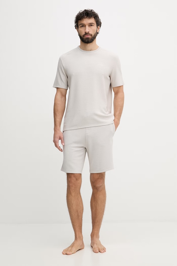 BOSS pantaloni scurți de loungewear bărbătești Rib Shorts 50527391 gri SS26