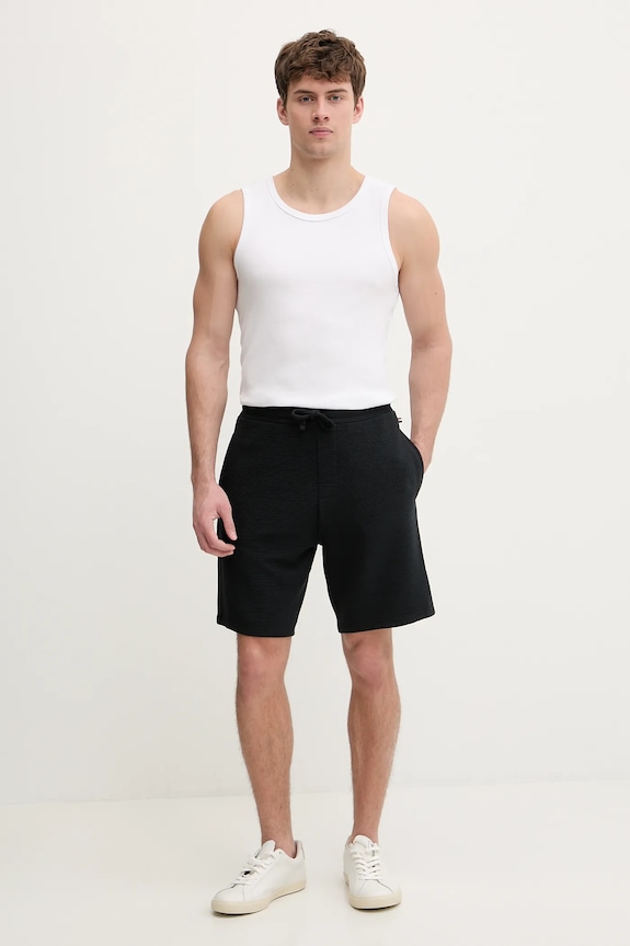 BOSS šortky lounge pánske Rib Shorts 50527391 čierna SS26