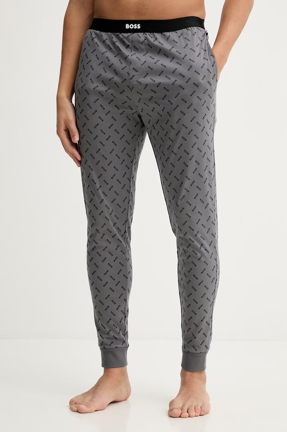 BOSS spodnie piżamowe bawełniane Relax Pants nadruk szary 50557164
