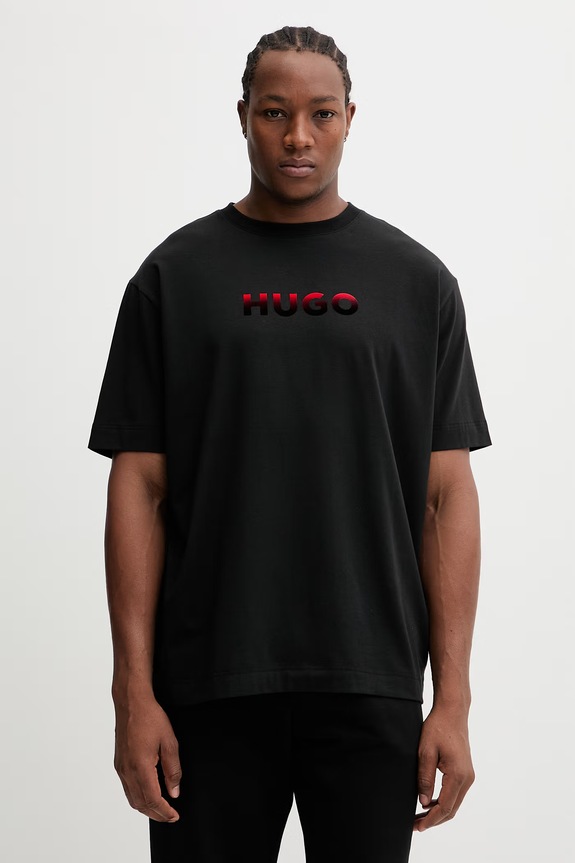 HUGO tricou lounge RAY_T-SHIRT print negru 50556667