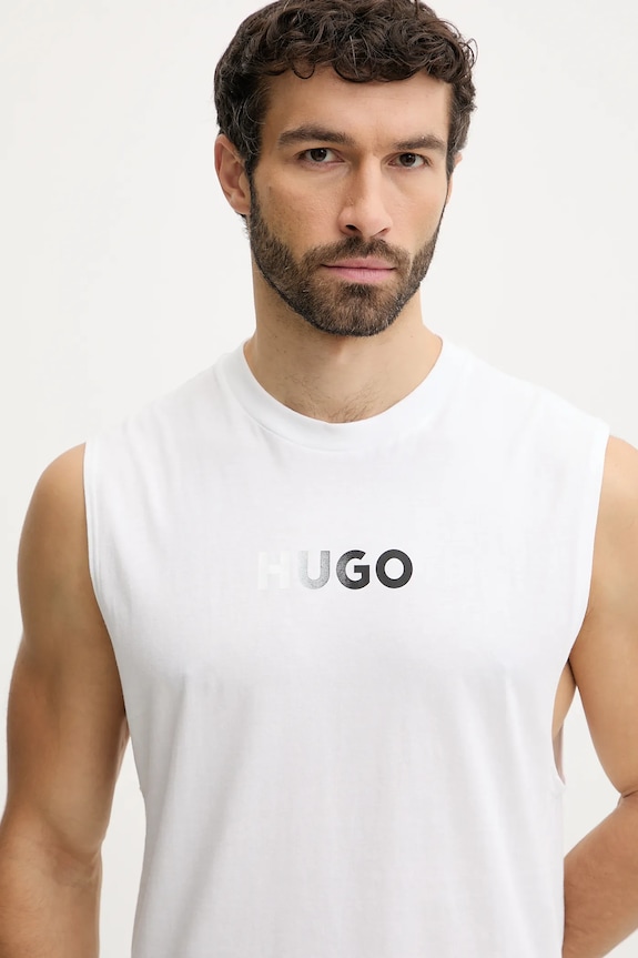 Oblečenie HUGO plážový top pánsky RAY BEACH_TANK_LOOSE 50555581 biela