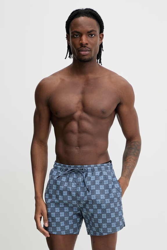 HUGO szorty kąpielowe męskie AARON_SWIM Planet friendly niebieski 50556792