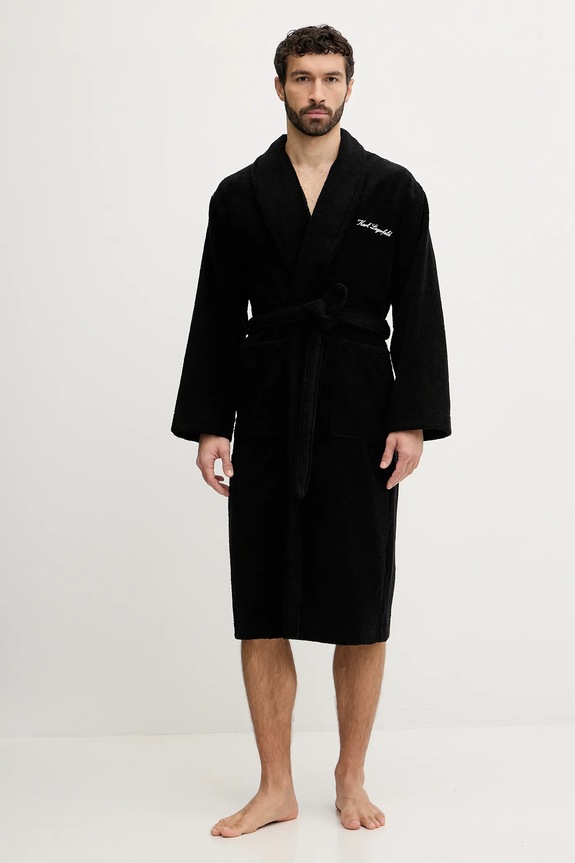 Karl Lagerfeld halat HOTEL KARL tricotaj negru B1M45016