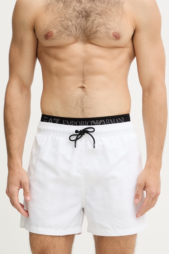 EA7 Emporio Armani kopalne kratke hlače moške AF21074.7M001689 bela SS26