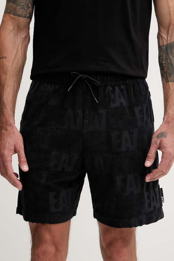 EA7 Emporio Armani pantaloni scurți de trening pentru bărbați, cu bumbac negru AF21254.7M000506