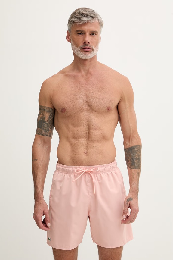 Lacoste pantaloni scurți de baie bărbați roz MH9088
