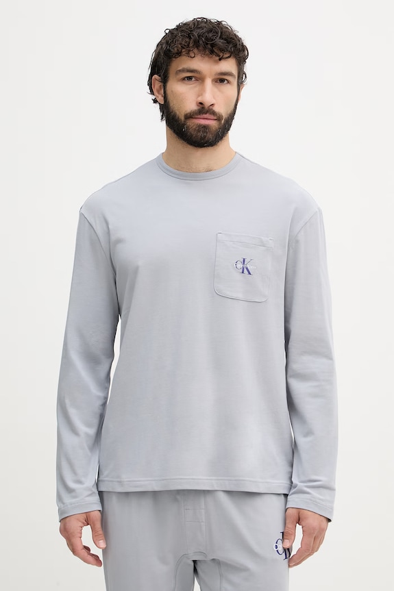 Calvin Klein Underwear piżama dwuczęściowa męska bawełniana z elastanem LV00NM2999 szary SS26