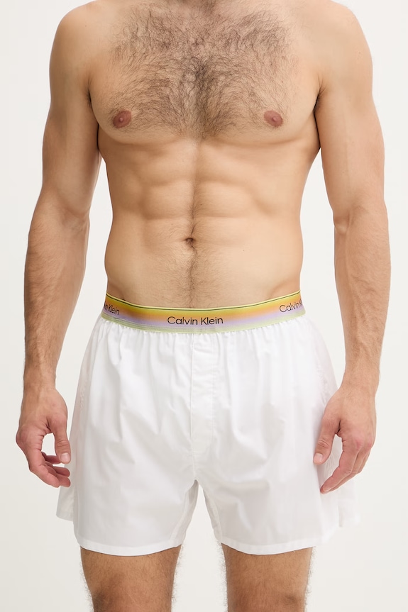 Calvin Klein Underwear voľné boxerky pánske bavlnené LV00NM3002 biela SS26