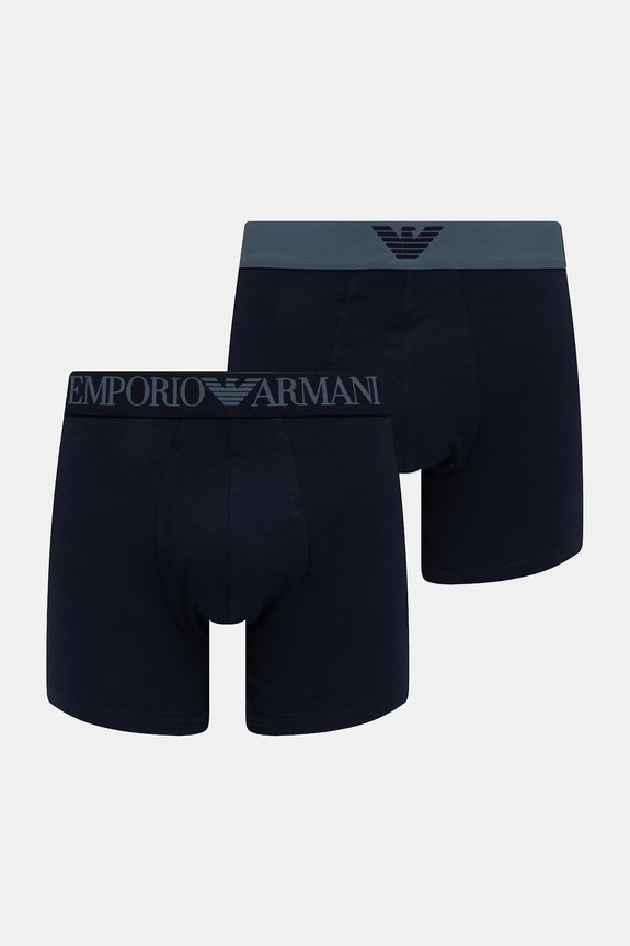 Emporio Armani Underwear bokserki męskie bawełniane z elastanem 2-pack granatowy EM000252.AF18881