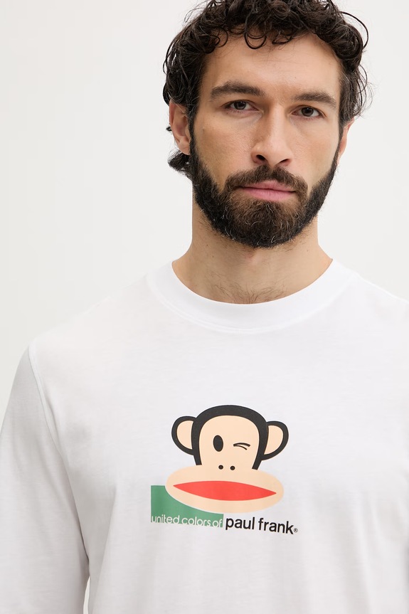 United Colors of Benetton gornji dio pidžame za muškarce od pamuka bijela 3VR54M02A