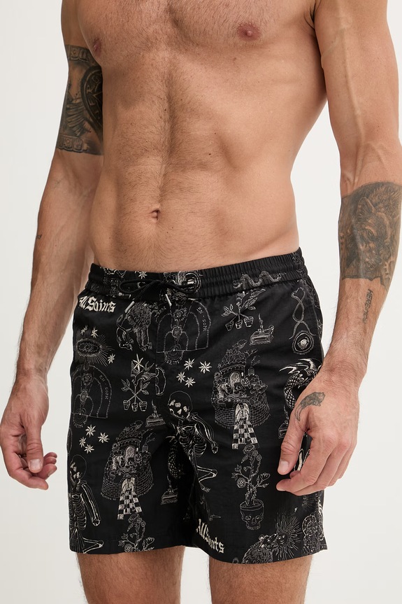 AllSaints pantaloni scurți de baie pentru bărbați TERRA M006WE negru SS26