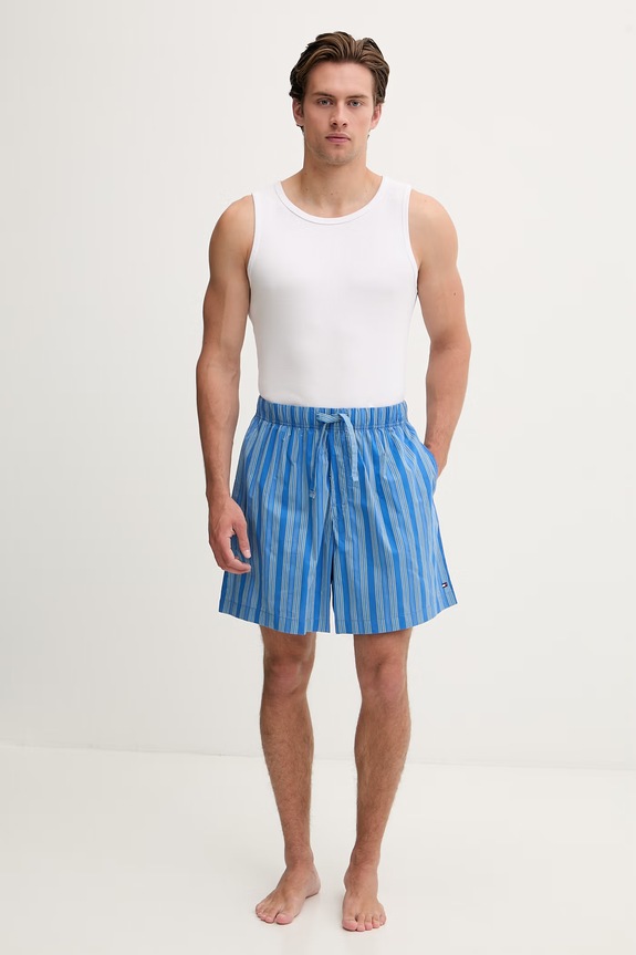 Tommy Hilfiger pantaloncini da pigiama da uomo in cotone UM0UM03833 blu SS26