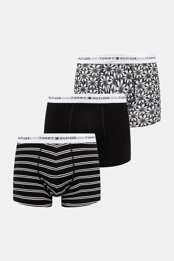 Tommy Hilfiger Boxeri bărbați din bumbac cu elastan pachet de 3 negru UM0UM03753
