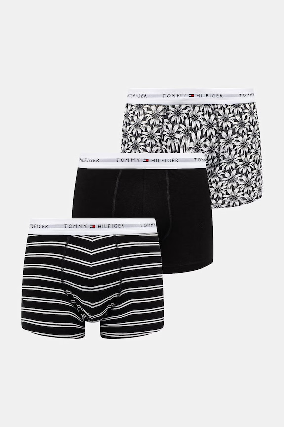 Tommy Hilfiger Boxeri bărbați din bumbac cu elastan pachet de 3 negru UM0UM03753