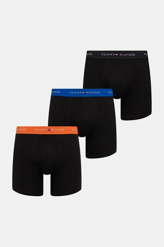 Ανδρικά βαμβακερά μποξεράκια Tommy Hilfiger με ελαστάνη 3-pack μαύρο UM0UM03874
