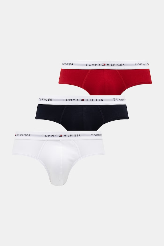Tommy Hilfiger slipy pánske bavlnené s elastanom 3-pak červená UM0UM03875