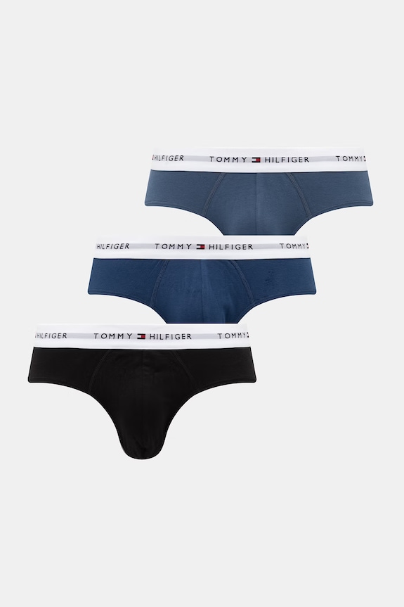 Tommy Hilfiger slipy pánske bavlnené s elastanom 3-pak modrá UM0UM03875