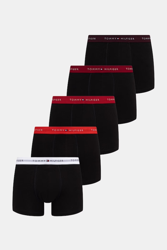 Tommy Hilfiger priliehavé boxerky pánske bavlnené s elastanom 5-pak čierna UM0UM03893