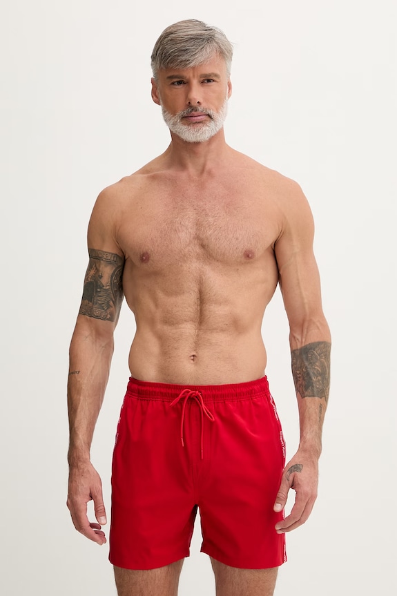 Calvin Klein plavecké šortky pánske červená LV00N61002