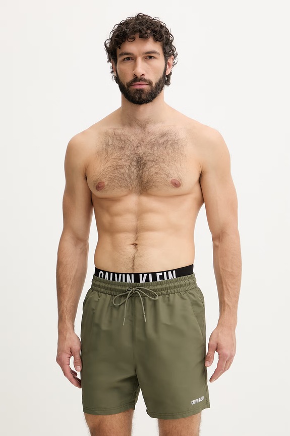 Calvin Klein plavecké šortky pánske zelená LV00N61015