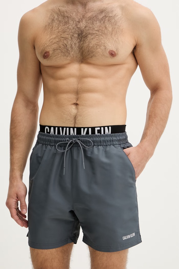 Calvin Klein plavecké šortky pánske LV00N61015 sivá SS26