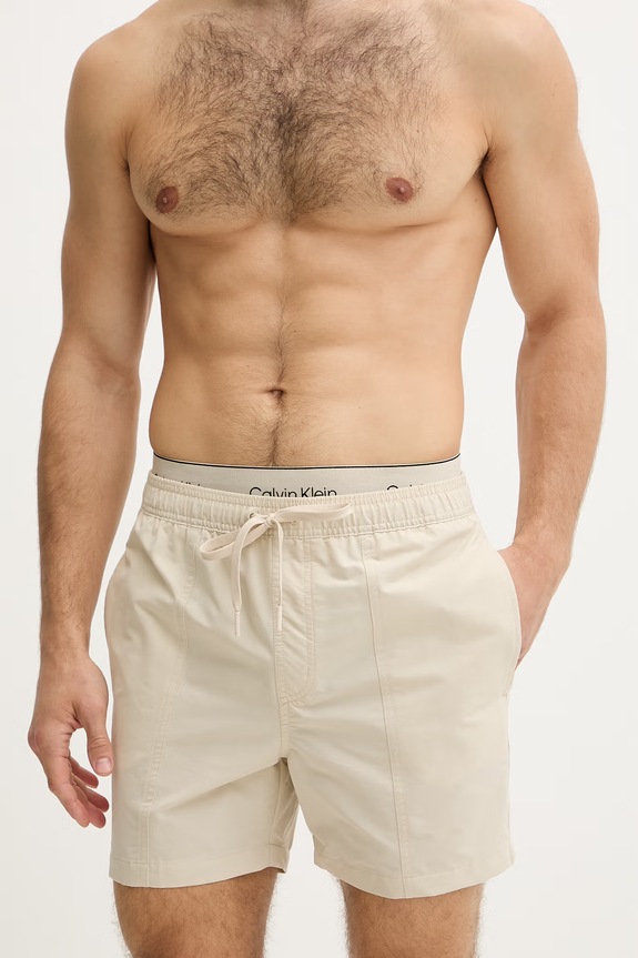 Calvin Klein plavecké šortky pánske LV00N61017 béžová SS26