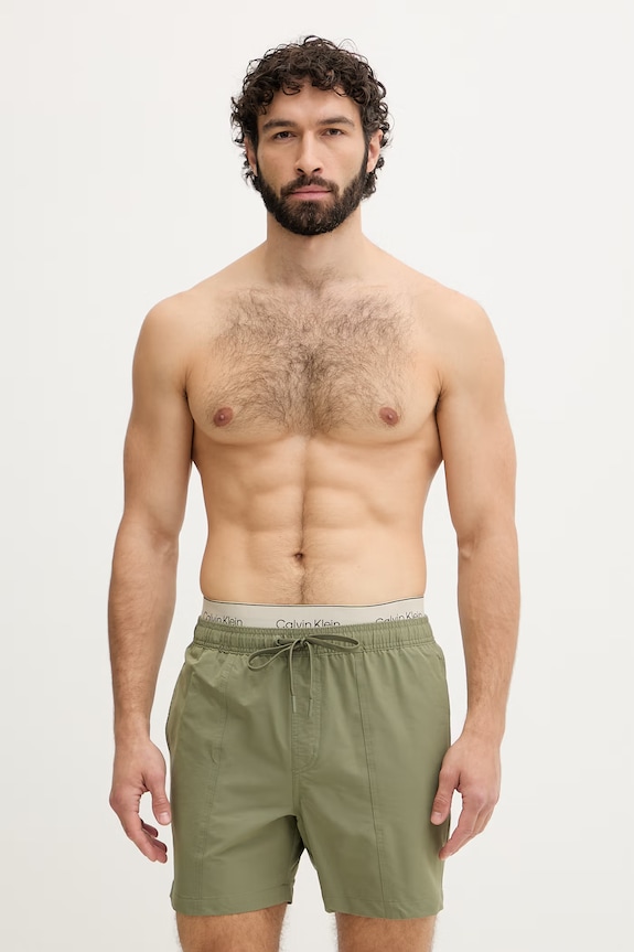 Calvin Klein plavecké šortky pánske zelená LV00N61017