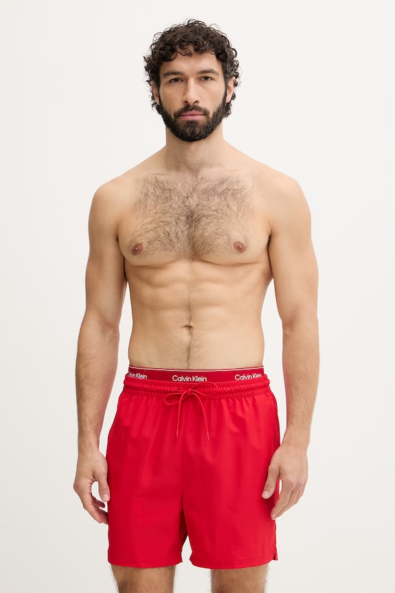Calvin Klein plavecké šortky pánske červená LV00N61023